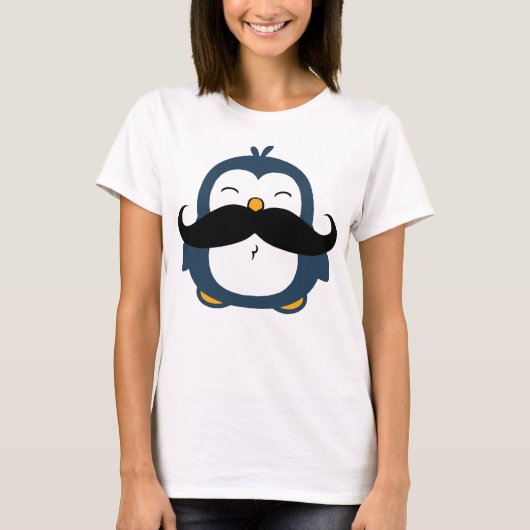Cute Mustache Penguin T-shirt (Voorkant)