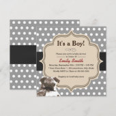 Cute Mustache Pug Polka Dots Baby shower Kaart (Voorkant / Achterkant)