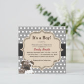 Cute Mustache Pug Polka Dots Baby shower Kaart (Staand voorkant)