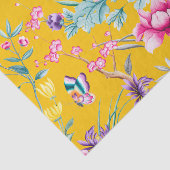 Cute Mustard Yellow Floral & Butterflies Pattern Tissuepapier (Detail)