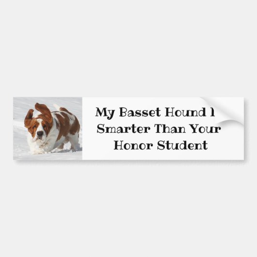 Cute "My Basset Hound is slimmer"-Bumpersticker Bumpersticker (Voorkant)