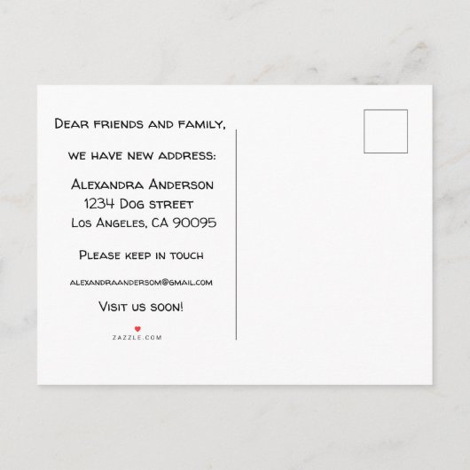 Cute My dog en ik hebben een nieuw adres dat bewee Aankondigingskaart (Achterkant)