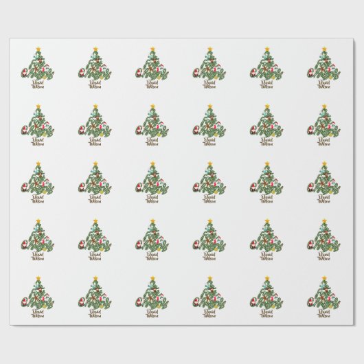 Cute My First Christmas Tree Name Pattern Cadeaupapier (Vlak)