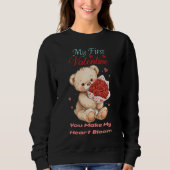 Cute My First Valentine Teddy Sweatshirt (Voorkant)