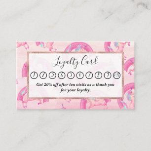 Cute Mythical Pink Unicorn Rainbow Waterverf Klantenkaartje