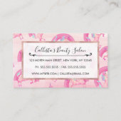 Cute Mythical Pink Unicorn Rainbow Waterverf Klantenkaartje (Achterkant)