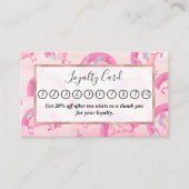 Cute Mythical Pink Unicorn Rainbow Waterverf Klantenkaartje (Voorkant)