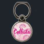 Cute Mythical Pink Unicorn Rainbow Waterverf Telefoonring<br><div class="desc">Dit schattige en mysterieuze mythische scheppingspatroon is perfect voor het speelse en leuke meisje. Het is voorzien van faux bedrukte zwarte roze, neonroze en cyaan blauwe handgetekende en handbeschilderde waterverf eenhoorns en regenbogen boven op een gradiëntachtergrond. Het is meisje, trendy en uniek! ***BELANGRIJKE NOTA VAN HET ONTWERP: Voor om het...</div>