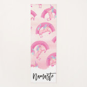 Cute Mythical Pink Unicorn Rainbow Waterverf Yogamat (Voorkant)