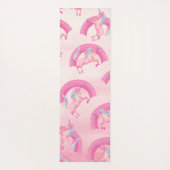 Cute Mythical Pink Unicorn Rainbow Waterverf Yogamat (Achterkant)