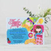 Cute n roze sleepover kaart (Staand voorkant)