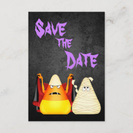 Cute n Spooky Candy Corn Koppel Halloween Bruiloft Save The Date