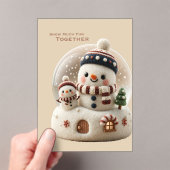 Cute Naald-Gevoelde Sneeuwman Sneeuwbol Acryl Uitnodigingen (Insitu (Draagbaar))