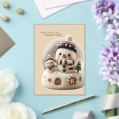 Cute Naald-Gevoelde Sneeuwman Sneeuwbol Acryl Uitnodigingen (Insitu (Huwelijk))