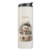 Cute Naald-Gevoelde Sneeuwman Sneeuwbol Thermosbeker (Gedraaid links)