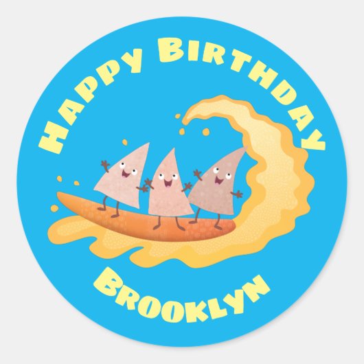 Cute nachos-chips met een klassieke ronde structuu ronde sticker (Voorkant)