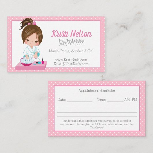 Cute Nail Tech Visitekaartje (Voorkant / Achterkant)