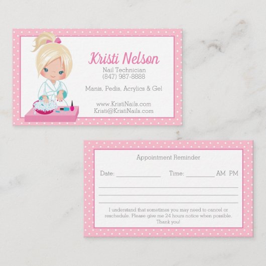 Cute Nail Tech Visitekaartje (Voorkant / Achterkant)