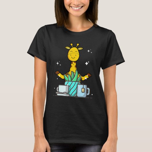 Cute Namaste Giraffe Do Yoga Gardening  Coffee T-shirt (Voorkant)