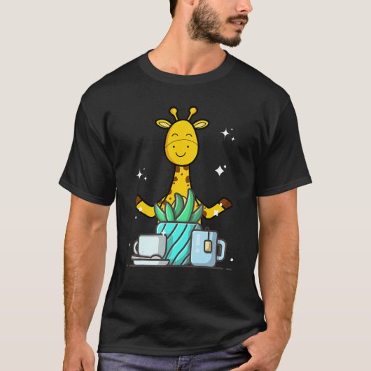 Cute Namaste Giraffe Do Yoga Gardening  Coffee T-shirt (Voorkant)