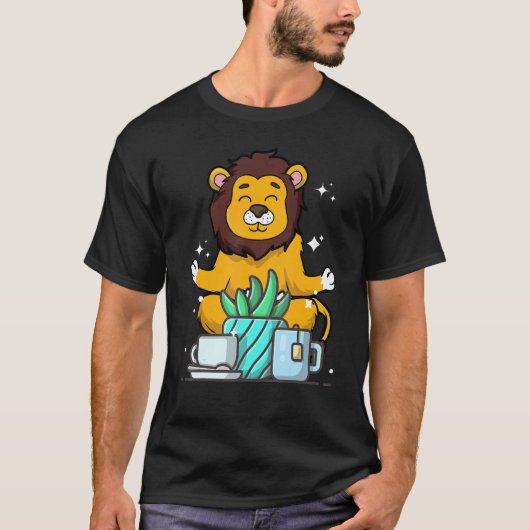 Cute Namaste Lion Do Yoga Gardening Coffee T-shirt (Voorkant)