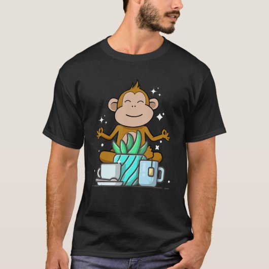 Cute Namaste Monkey Do Yoga Gardening  Coffee T-shirt (Voorkant)