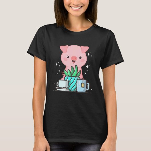 Cute Namaste Pig Do Yoga Gardening  Coffee T-shirt (Voorkant)