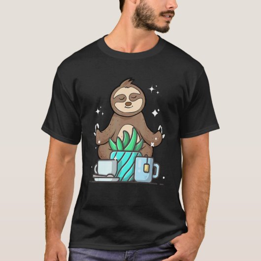 Cute Namaste Sloth Do Yoga Gardening  Coffee T-shirt (Voorkant)