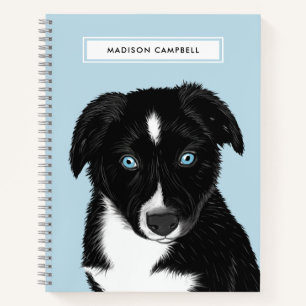 Cute Name Black Bi Aussie Puppy Blauw notebook Notitieboek
