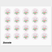 Cute Name Oerwoud Pink Grey Elephant 1st Birthday Ronde Sticker (Vel)