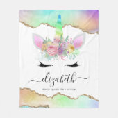 Cute Name Pastel Rainbow Unicorn Fleece Deken (Voorkant)