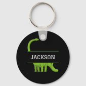 Cute Name Personalized Black Dinosaur Sleutelhanger (Voorkant)