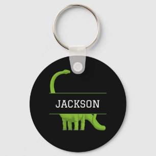 Cute Name Personalized Black Dinosaur Sleutelhanger