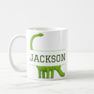 Cute Name Personalized Dinosaur White Koffiemok