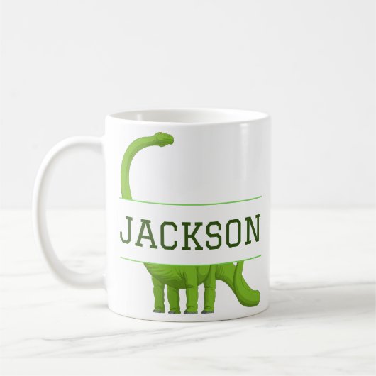 Cute Name Personalized Dinosaur White Koffiemok (Links)