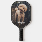 Cute Name Pet Photo Dark Gradient Overlay Pickleball Paddle (Voorkant)