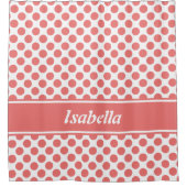 Cute Name Pink & White Polka Dot Pattern Douchegordijn (Voorkant)