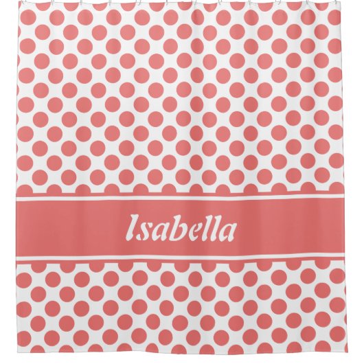 Cute Name Pink & White Polka Dot Pattern Douchegordijn (Voorkant)