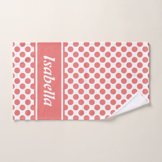 Cute Named Pink & White Polka Dot Bad Handdoek (Handdoek)