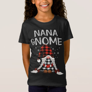 Cute nana Gnomen controleert het rode kerstpatroon T-shirt