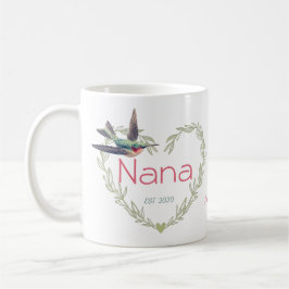 Cute Nana Heart Hummingbird Green Ruby Red Koffiemok