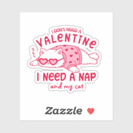Cute Napping Cat Funny Custom Valentine Sticker