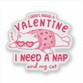 Cute Napping Cat Funny Custom Valentine Sticker (Voorkant)