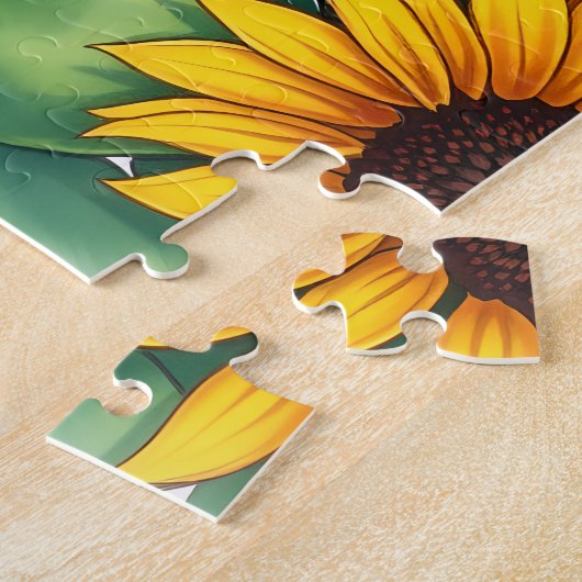 Cute Napping Kitten and Sunflowers Legpuzzel (Zijkant)