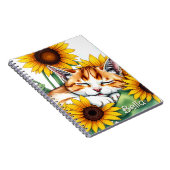 Cute Napping Kitten and Sunflowers Personalized Notitieboek (Rechterzijde)