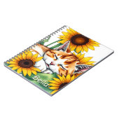 Cute Napping Kitten and Sunflowers Personalized Notitieboek (Linkerzijde)