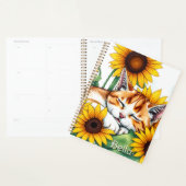 Cute Napping Kitten and Sunflowers Personalized Planner (Display)