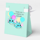 Cute Narwhal, Balloons Birthday Party Personalized Bedankdoosjes (Achterkant)