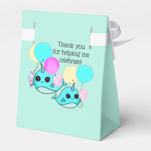 Cute Narwhal, Balloons Birthday Party Personalized Bedankdoosjes