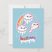 Cute Narwhal Birthday Party Invitations Kaart (Voorkant)